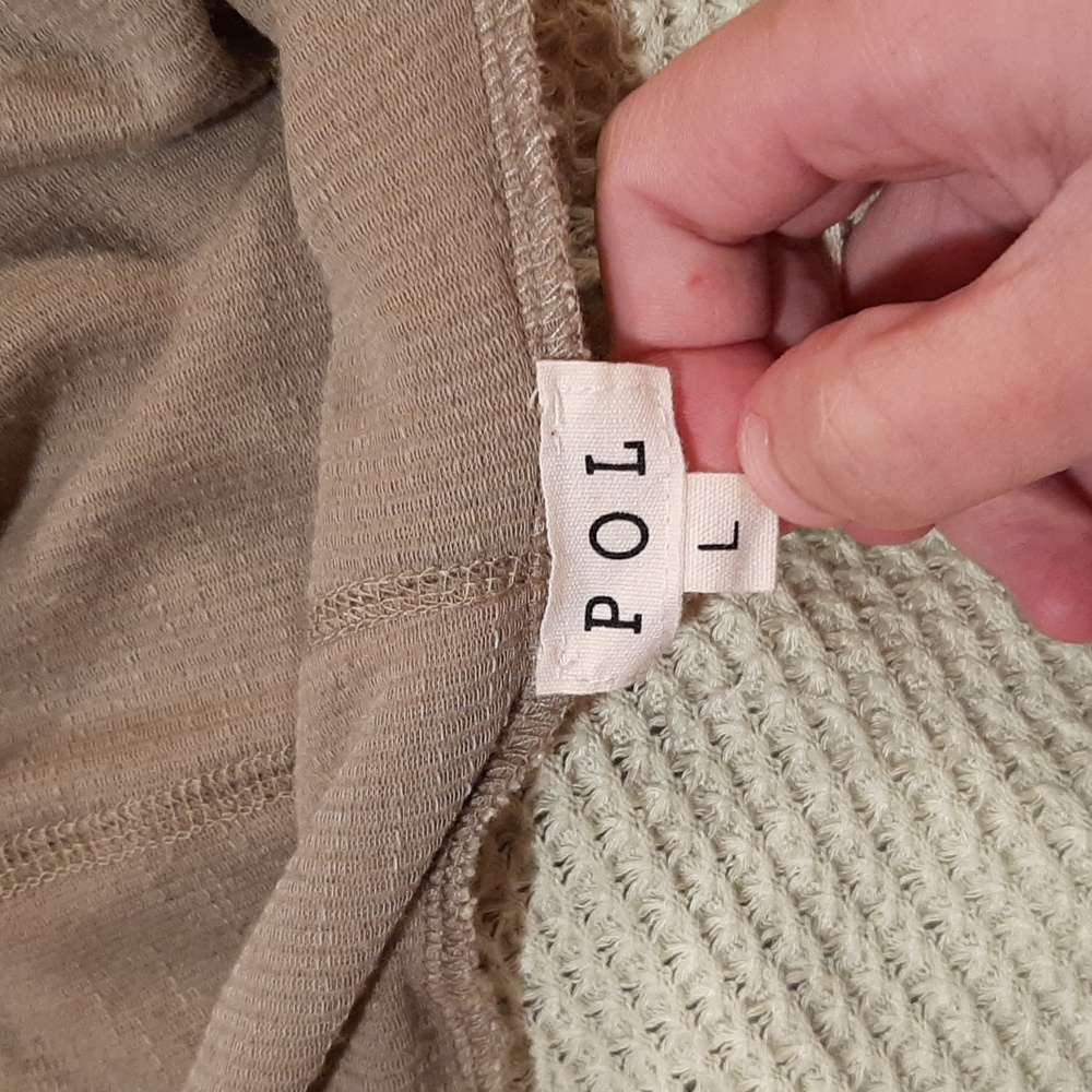 🥑POL Hooded Brown and Green Mixed-Fabric Top (L)🥑 - Picture 7 of 10